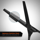 Professional Hair Thinning Shears Cutting Teeth Scissors,Sirabe 6.5" Barber Blending Texturizing Shears Razor Edge Haircut Scissor for Women Men, Japanese Stainless Steel for Home Salon Hairdressing
